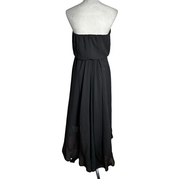Dress The Population Black Chiffon Ruffle Hi-Low Strapless Cocktail Dress Small - Picture 3 of 8